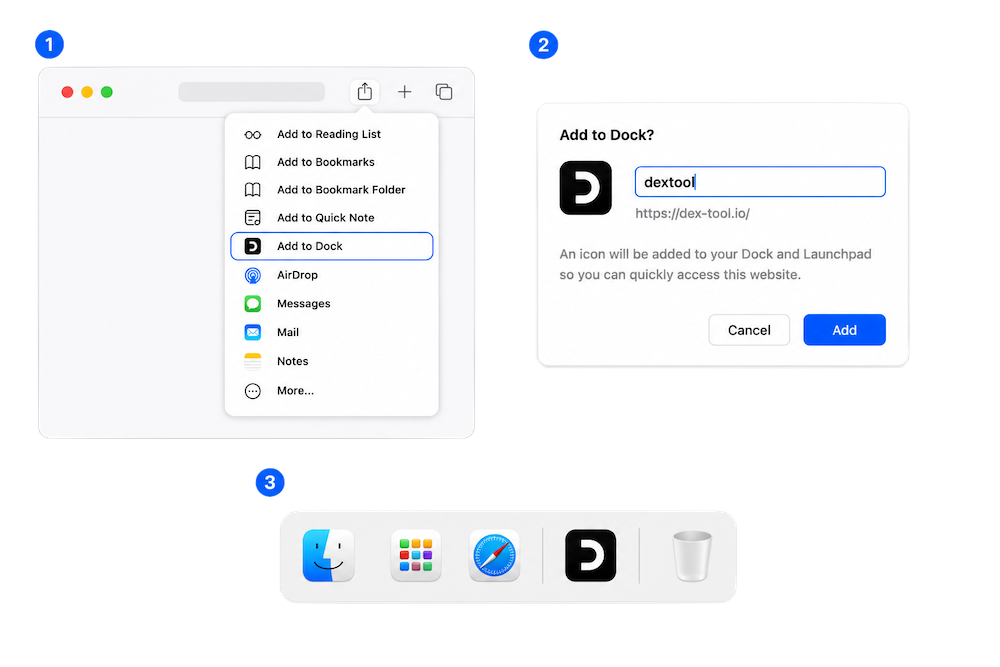 dextool PWA install option on macOS